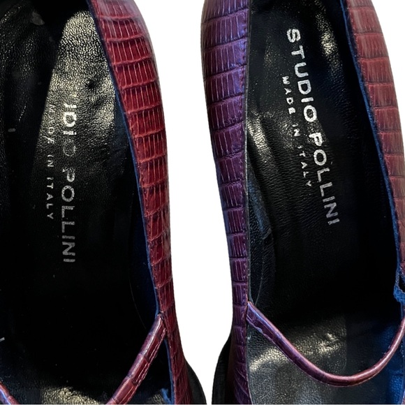 STUDIO POLLINI Embossed Leather Croc Square Mary Jane Pump 36 EU 6 US $875 RARE - Picture 4 of 5